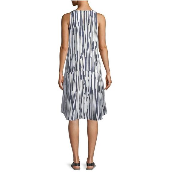 Theory Adlerdale B Dress Size 4 100% Silk blue white MSRP $365 - Picture 10 of 10